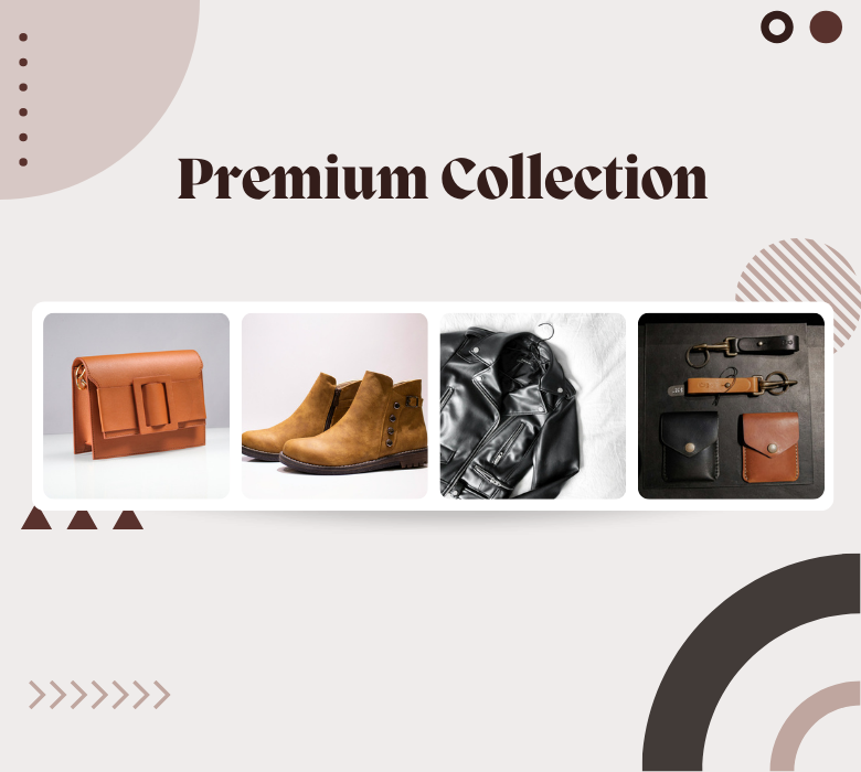 Banner For GenuineLeather shoes belts wallets handbags jackets men women in India stysion brand